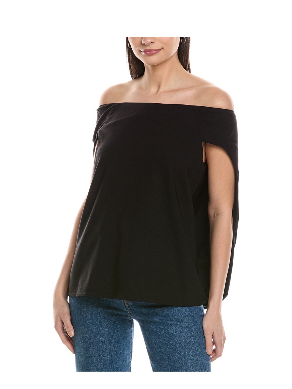 Weworewhat - Off-Shoulder Black Cape Top